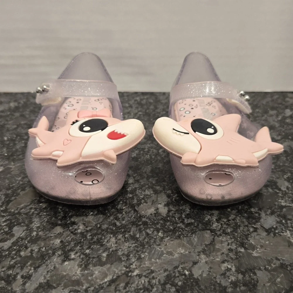 Mini Melissa Ultragirl Baby Shark Pink‎ Glitter Jelly Shoes Toddler Mary Janes